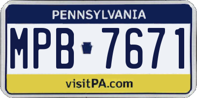 PA license plate MPB7671