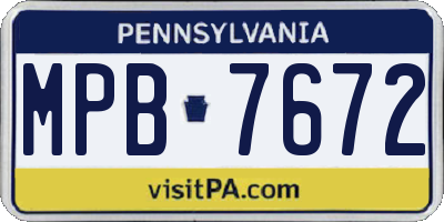 PA license plate MPB7672