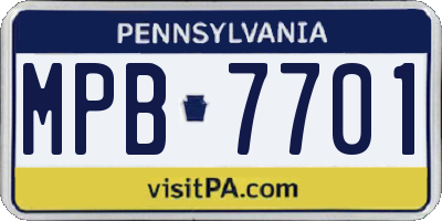 PA license plate MPB7701