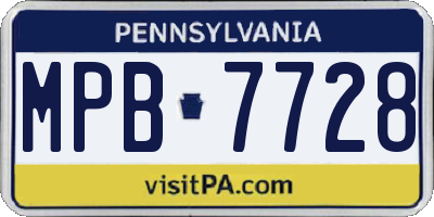 PA license plate MPB7728