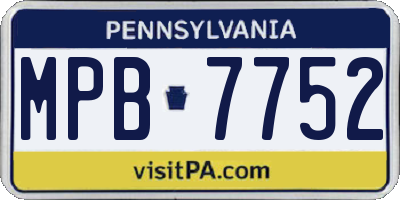 PA license plate MPB7752