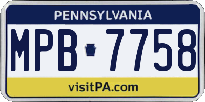 PA license plate MPB7758