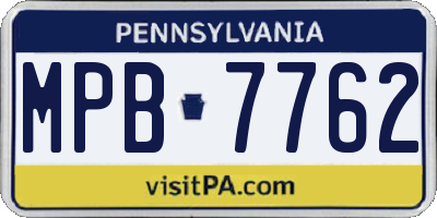 PA license plate MPB7762