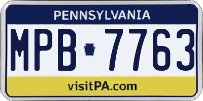 PA license plate MPB7763