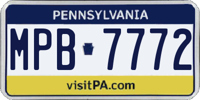 PA license plate MPB7772