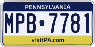 PA license plate MPB7781