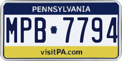 PA license plate MPB7794