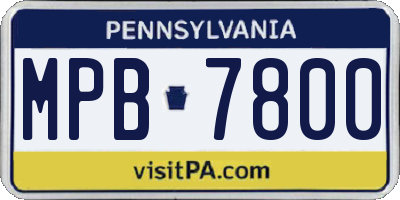 PA license plate MPB7800