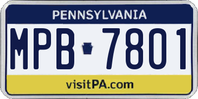 PA license plate MPB7801