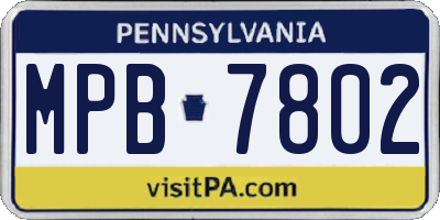 PA license plate MPB7802