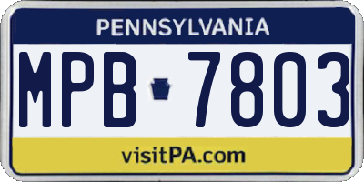 PA license plate MPB7803