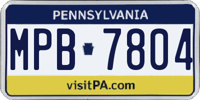 PA license plate MPB7804