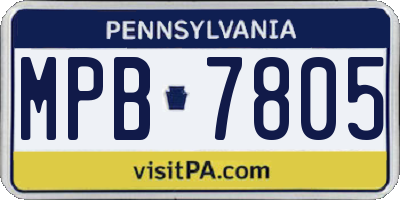 PA license plate MPB7805