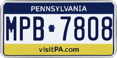 PA license plate MPB7808