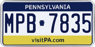 PA license plate MPB7835