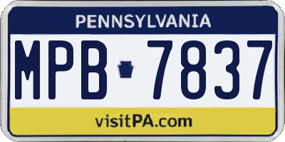 PA license plate MPB7837