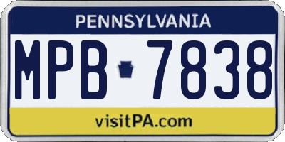 PA license plate MPB7838