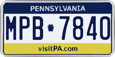 PA license plate MPB7840