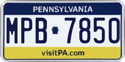 PA license plate MPB7850