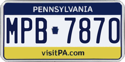 PA license plate MPB7870