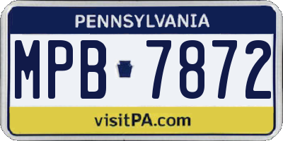 PA license plate MPB7872