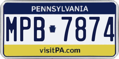 PA license plate MPB7874