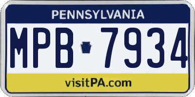 PA license plate MPB7934