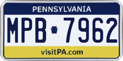 PA license plate MPB7962