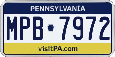 PA license plate MPB7972
