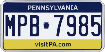 PA license plate MPB7985