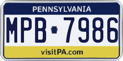 PA license plate MPB7986