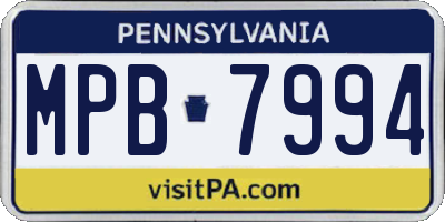 PA license plate MPB7994
