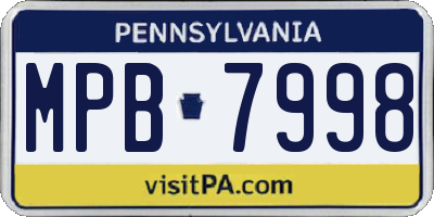 PA license plate MPB7998