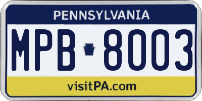 PA license plate MPB8003