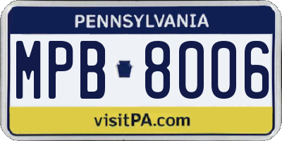 PA license plate MPB8006