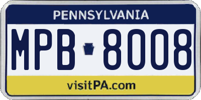 PA license plate MPB8008