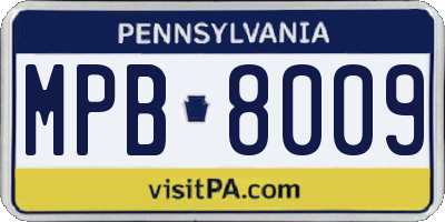 PA license plate MPB8009