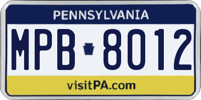 PA license plate MPB8012