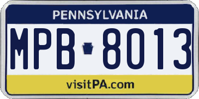 PA license plate MPB8013