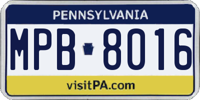 PA license plate MPB8016