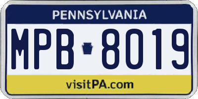 PA license plate MPB8019