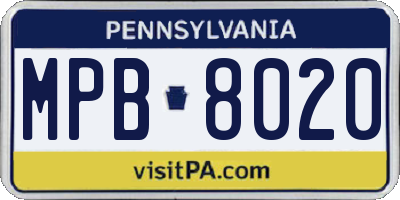 PA license plate MPB8020