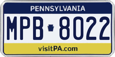 PA license plate MPB8022