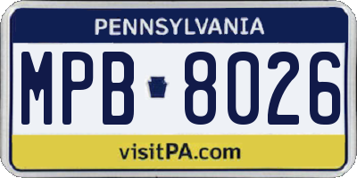PA license plate MPB8026