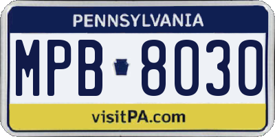 PA license plate MPB8030