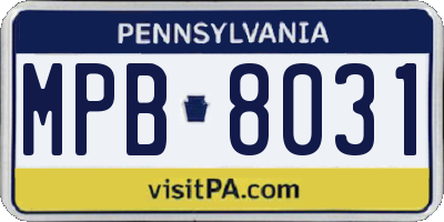 PA license plate MPB8031