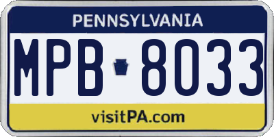 PA license plate MPB8033
