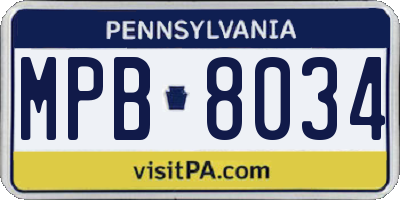 PA license plate MPB8034