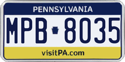 PA license plate MPB8035