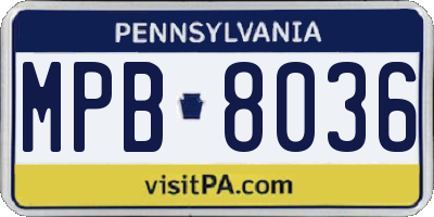 PA license plate MPB8036